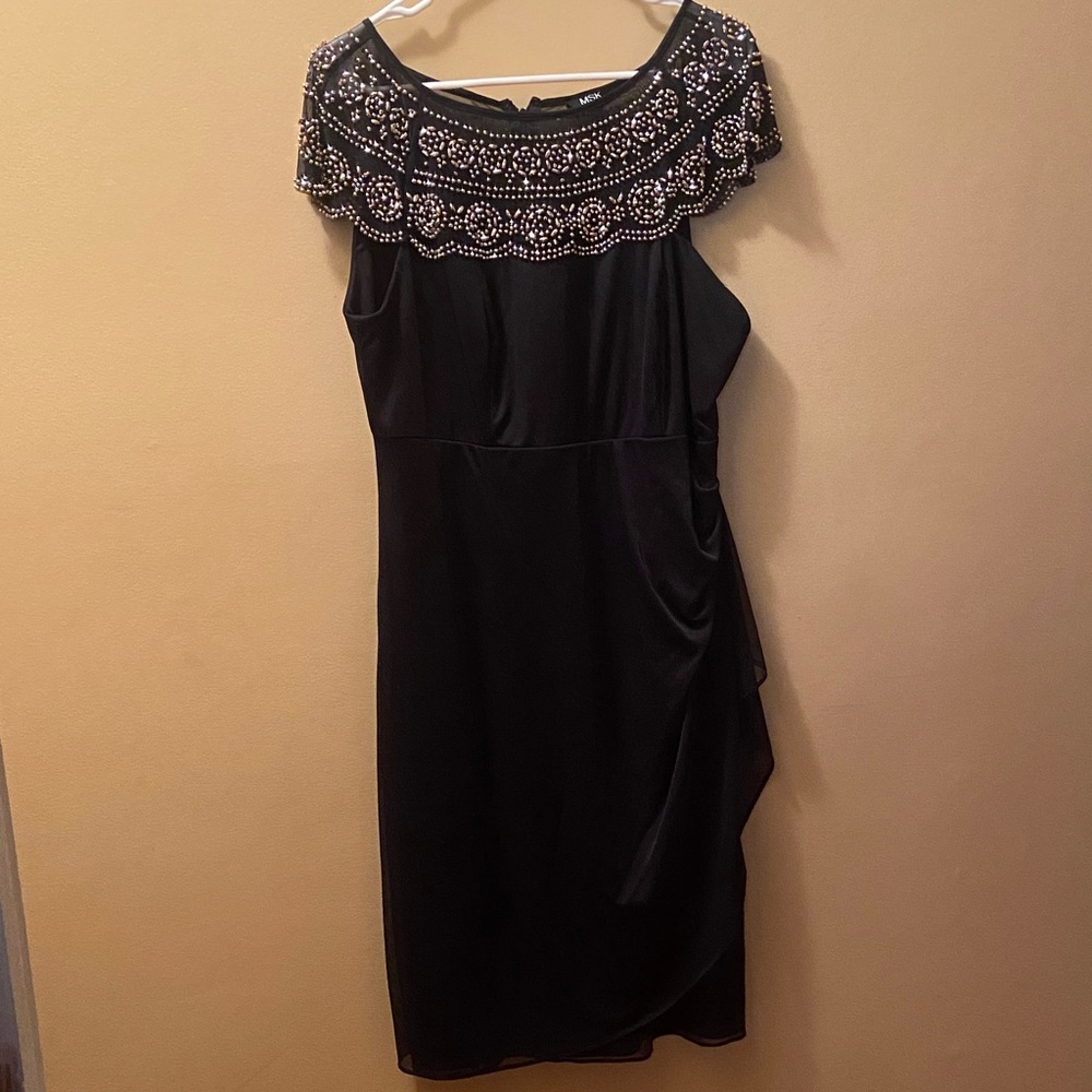 🩷MSK Black Dress with Beaded Neckline Size 14W